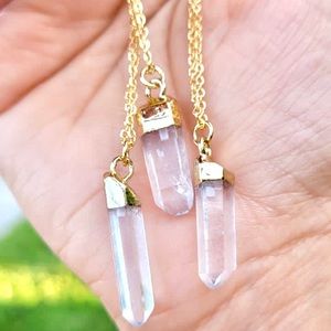 Gold plated raw clear quartz necklace